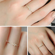 Real 925 Sterling Silver 14K Gold Plated Zircon Dainty Ring