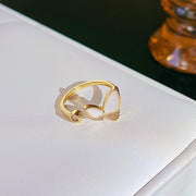 Simple Pearl Zircon Adjustable & Stackable Ring