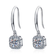1 carat Moissanite 925 Sterling Silver Drop 14K White Gold Plated Lab Diamond Earrings