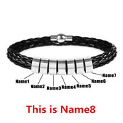 Men’s Braided Leather and Stainless Steel Custom Name Beads Bracelet