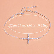 Summer Rhinestone Simple Cross Anklet