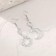 Stainless Steel Bohemian Sun & Moon Pendant Earrings