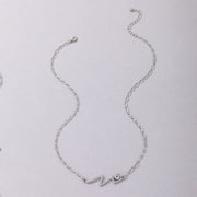 Geometric Simple Silver Single Clavicle Chain Wave Love Inlaid Necklace Versatile