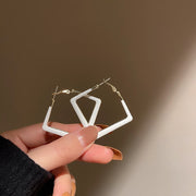 Geometric Rhombus Enamel Hoop Earrings