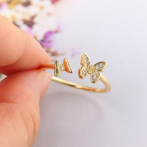 Cute Adjustable Dainty Aesthetic Crystal Matching Stackable Ring