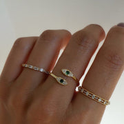 Delicate Wrap Lucky Evil Eye Micro Pave Tiny Sparkling Cz Adjustable Stackable Ring