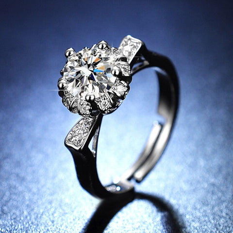 925 Sterling Silver Moissanite Classic Style Ring 1ct