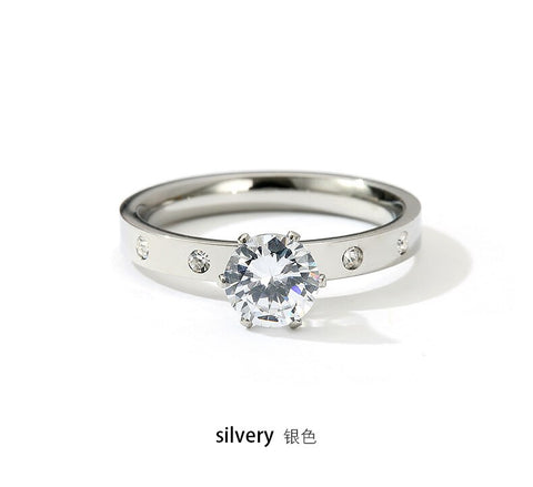 Designer Style Stainless Steel Zircon Ring