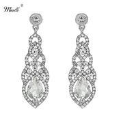 Long Dangle Baroque Water Drop Crystal Clear Earrings