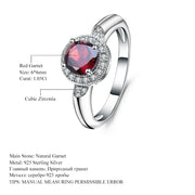 1.05Ct Round Natural Red Garnet Classic 100% 925 Sterling Silver Ring