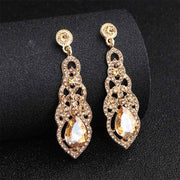 Long Dangle Baroque Water Drop Crystal Clear Earrings