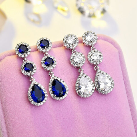 Gorgeous Shiny CZ Stone Dangle Earrings