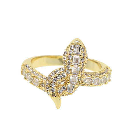 Gold Filled Fashion Baguette Cz Paved Classic Snake Shape Wrap Ring