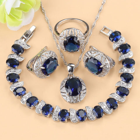 AAA+ Quality Rainbow Zirconia Clip Earrings, Necklace Pendant, Ring & Bracelet Set