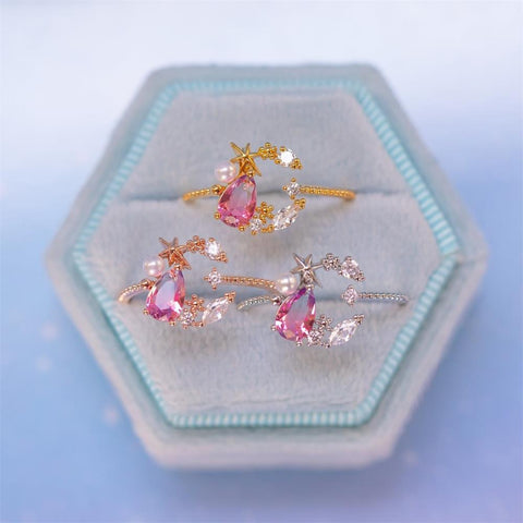 Fashion Micro-inlaid Crystal Zircon Star Delicate Stackable Flower Ring
