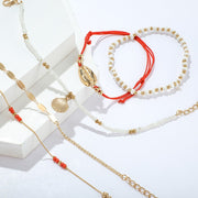 Layered Shell Pendant Boho Anklets