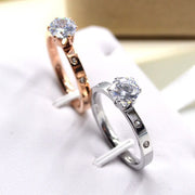 Designer Style Stainless Steel Zircon Ring