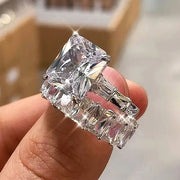 Luxurious Square Cubic Zirconia Crystal Ring Set