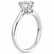 Original Six Prong Set Solitaire Diamond Simulation CZ Classic Silver Plated Engagement Ring