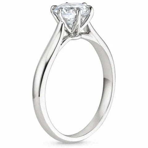 Original Six Prong Set Solitaire Diamond Simulation CZ Classic Silver Plated Engagement Ring
