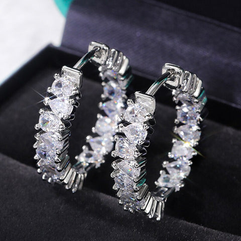 Sparkling & Luxurious Cubic Zirconia Hoop Earrings