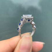 3 Pc 925 Sterling Silver 2.6Ct Princess Cut White & Blue AAAAA CZ Ring