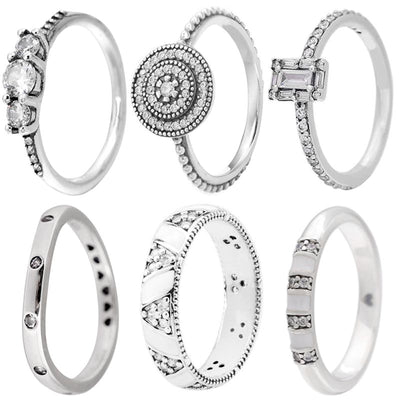Original 925 Sterling Silver Vintage Style Pave Setting Stackable Rings