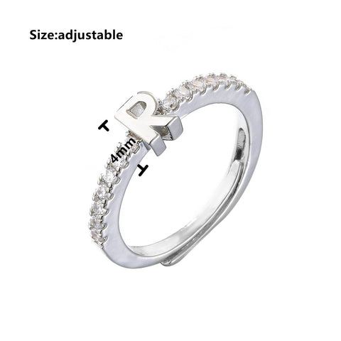 Initial Classic Cubic Zirconia Letter Ring