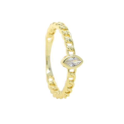 Marquise Cubic Zirconia Chain Band Stacking Ring