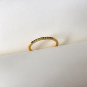 Multi-Colored Zircon Stainless Steel Thin & Dainty Stackable Ring