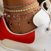 Layered Shell Pendant Boho Anklets