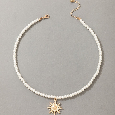 Elegant Pearl Simulation Choker & Drop Necklace