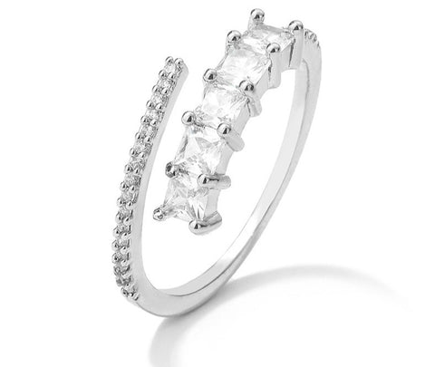 Layered Unique Zirconia Adjustable Shiny Ring