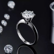 18K White Gold 1ct 2ct 3ct Round Moissanite Diamond Solitaire Engagement Ring