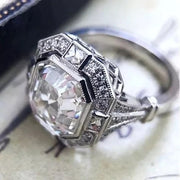 Elegant Prong-Set Crystal Cubic Zirconia Silver Color Ring