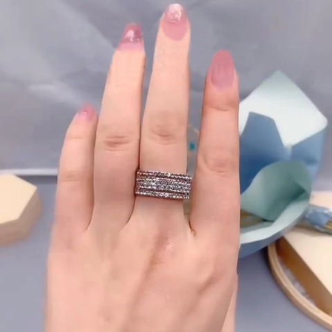Elegant Silver Color Rhinestone Crystal Full Zircon Ring