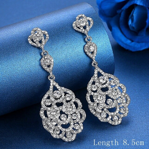 Stunning High Quality Rhinestone Long Crystal  Earrings