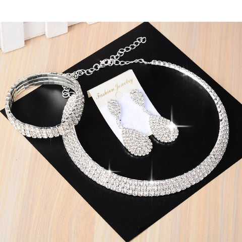 3 PC Luxury Bracelet, & Long Earrings Australian Crystal Set