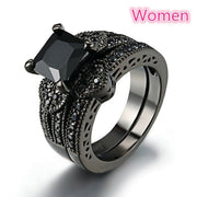 Fashion  Unisex Black Simple Stainless Steel Zircon Rhinestones Ring