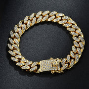 Chain +Watch+Bracelet Silver & Gold Color Full Iced Out Paved Rhinestones CZ  For Men