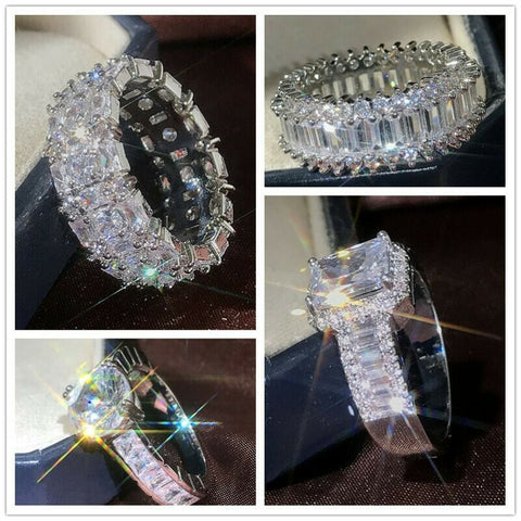 High-quality Silver Plated Luxury Inlaid Cubic Zirconia Ring