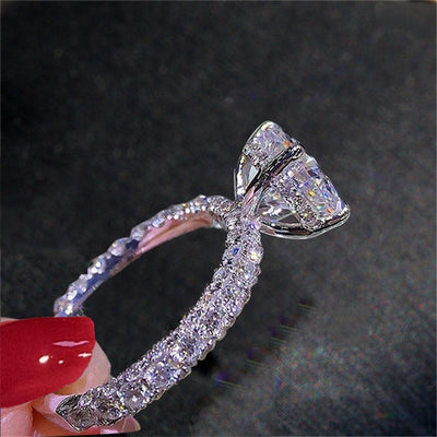 Princess Luxury Cubic Zirconia Round Stone Fashion Bijoux Ring