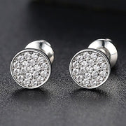 Iced Out Bling AAA CZ Round Geometry Gold &  Silver Color Studs