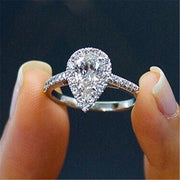 Water Drop Design Micro Paved Crystal Zircon Elegant Ring