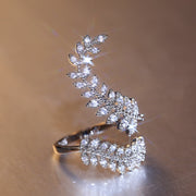 Graceful Leaves Open Crystal Zircon High Quality Fashion Ring