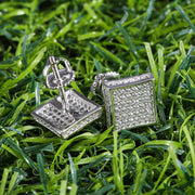 CZ Zircon Square Bling Iced Out Micro Full Paved Rhinestone Studs