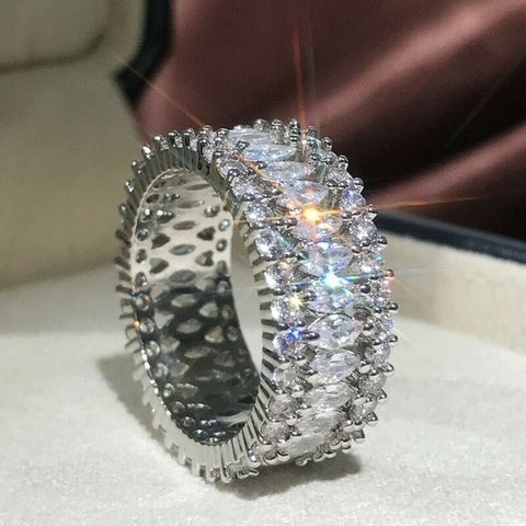 Trendy Luxury Silver Plated AAA Cubic Zirconia Dazzling Ring