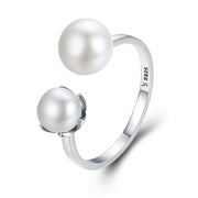 925 Sterling Silver Freshwater Pearl Open Style Ring