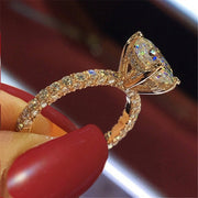 Princess Luxury Cubic Zirconia Round Stone Fashion Bijoux Ring