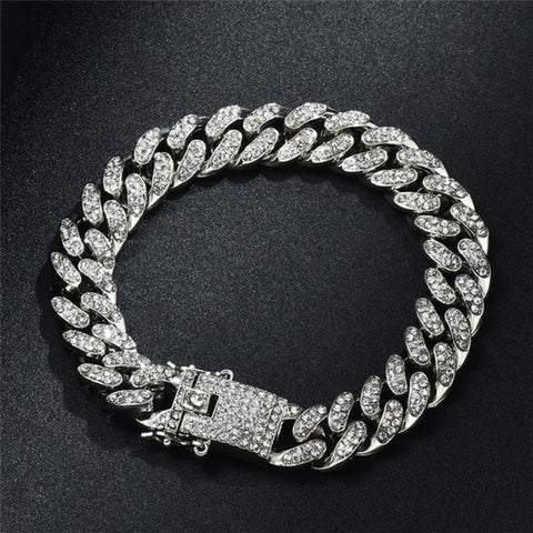 Iced Out Paved Rhinestone 1Set 13MM  CZ Bling Chain for Men